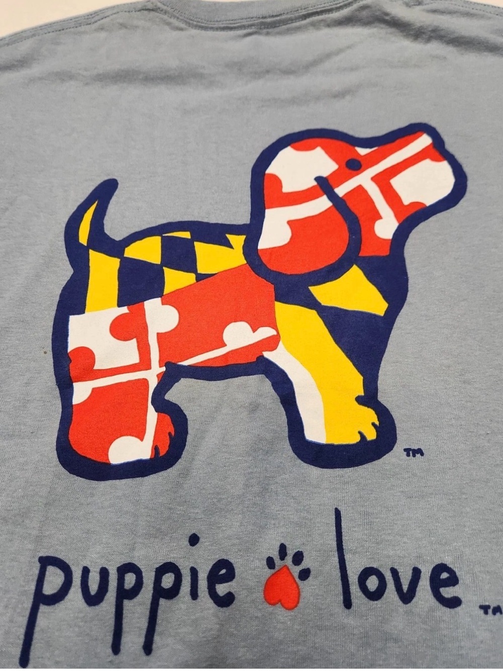 NWT Puppie Love Rescue Maryland Flag graphic Shorts Sleeve Tshirt XL